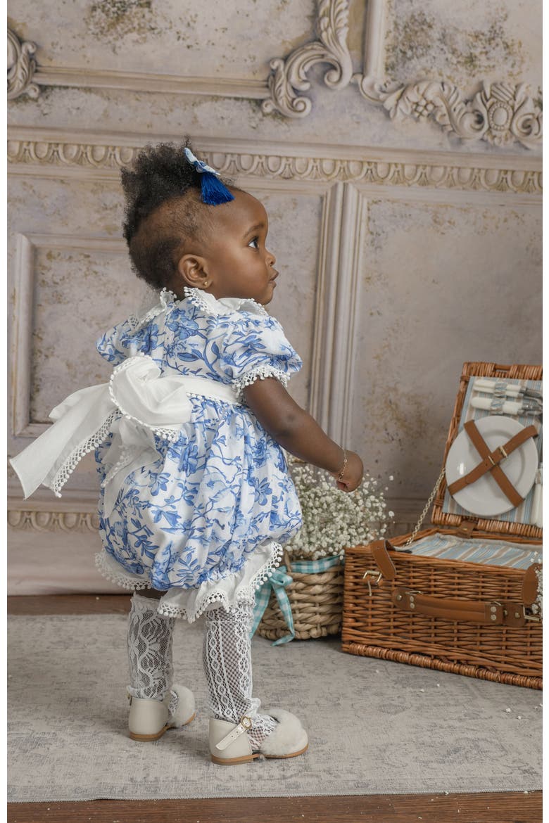 Jaylin Linen Romper, Alternate, color, Blue and White Flower Print