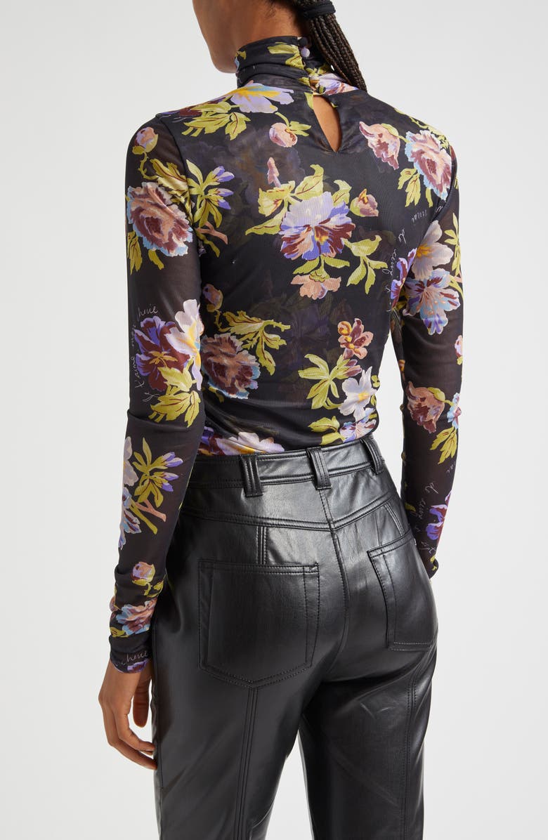 Cinq à Sept Bridgette Floral Print Long Sleeve Turtleneck Top, Alternate, color, 