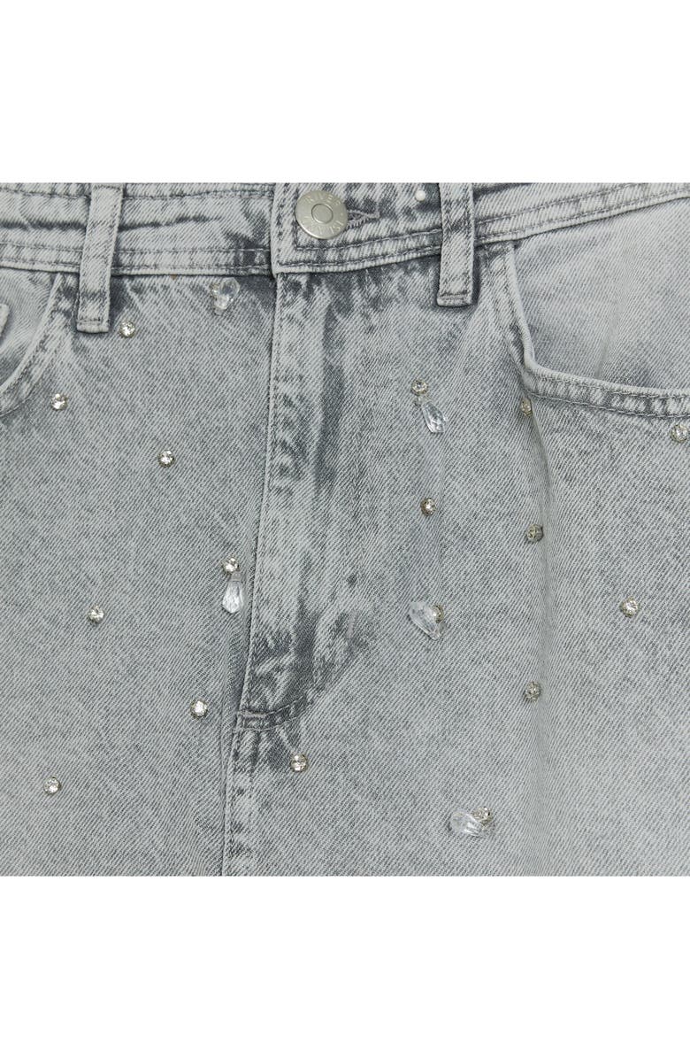 River Island Crystal Embellished Denim Maxi Skirt, Alternate, color, 