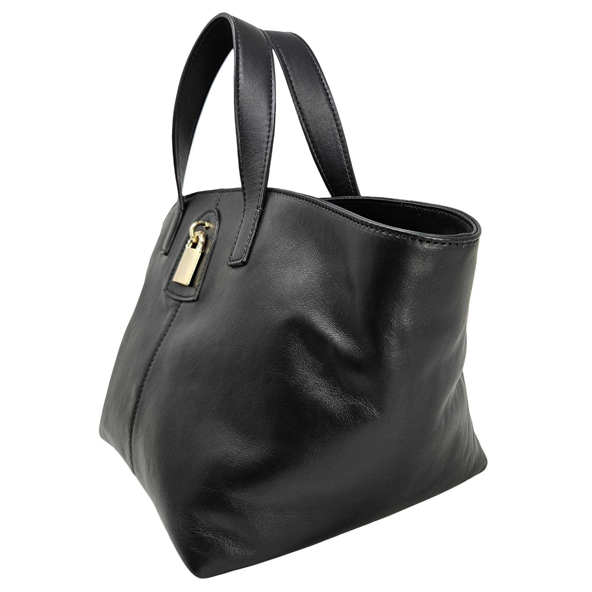 Madison Maison Leather Lock Tote Bag, Alternate, color, Black