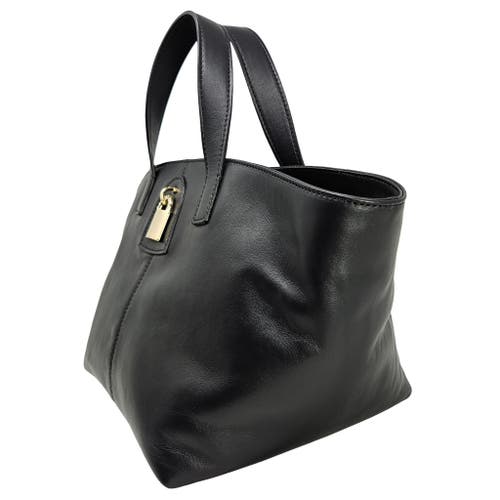 Madison Maison Leather Lock Tote Bag In Black