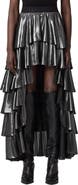AllSaints Cavarly Metallic High-Low Maxi Skirt