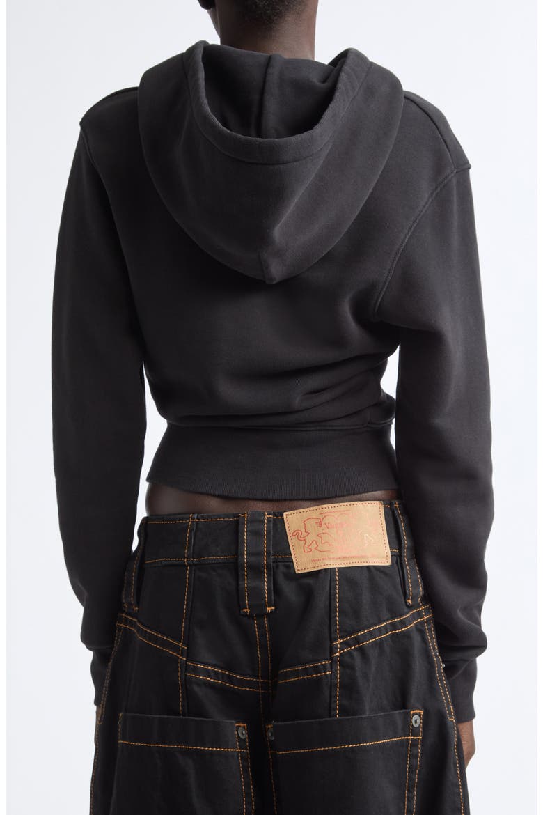 Twisted Cotton Fleece Hoodie, Alternate, color, BLACK