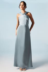 Coast Twisted Halterneck Satin Maxi Dress