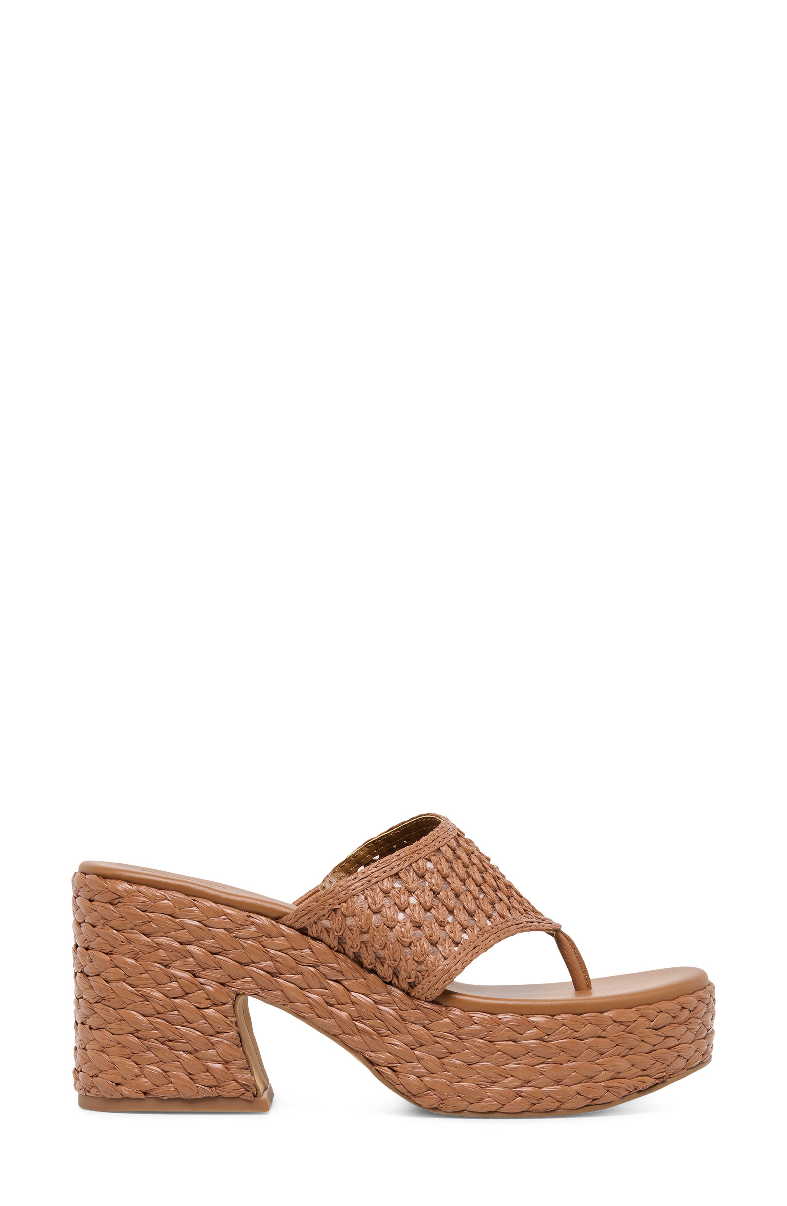 Dolce Vita Ripple Raffia Platform Sanda, Alternate, color, Mid Brown Raffia
