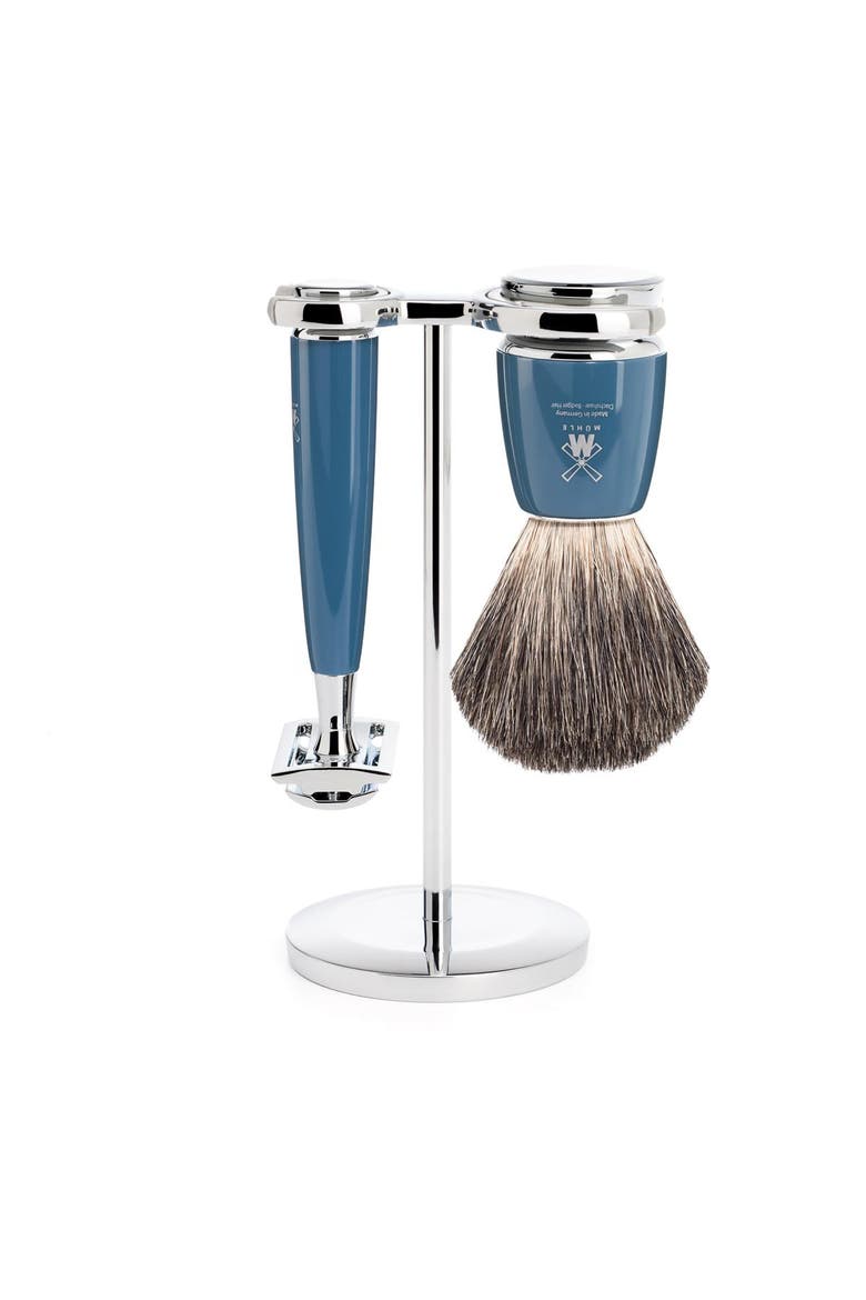 Rytmo Petrol Blue 3 Pc. Pure Badger / Safety Razor Shaving Set, Main, color, Petrol Blue