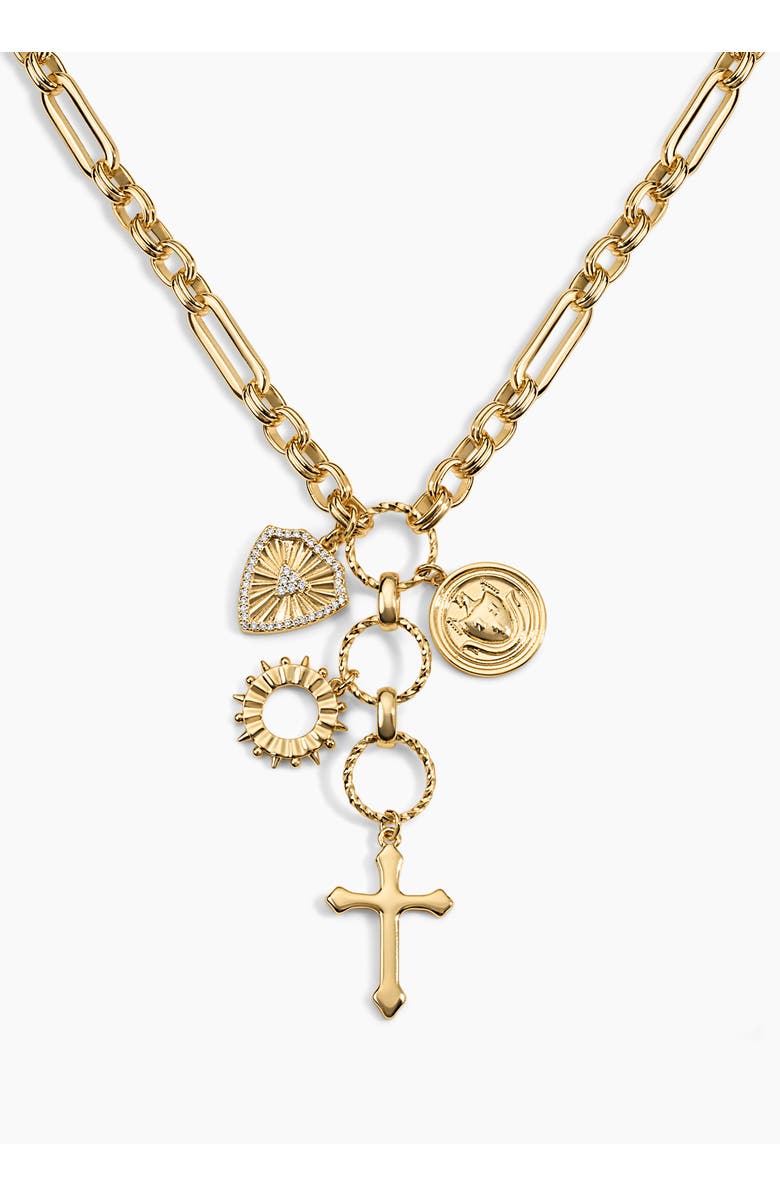 Electric Picks Mason Cross Charm Necklace, Main, color, Gold