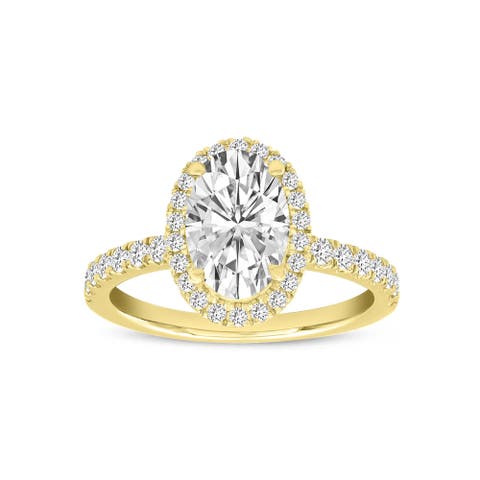 Laurentia 14K Yellow Gold Oval Lab Grown Diamond Halo Engagement Ring - 1.95 Ct