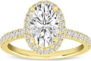 LuvMyJewelry Laurentia 14K Yellow Gold Oval Lab Grown Diamond Halo Engagement Ring - 1.95 Ct