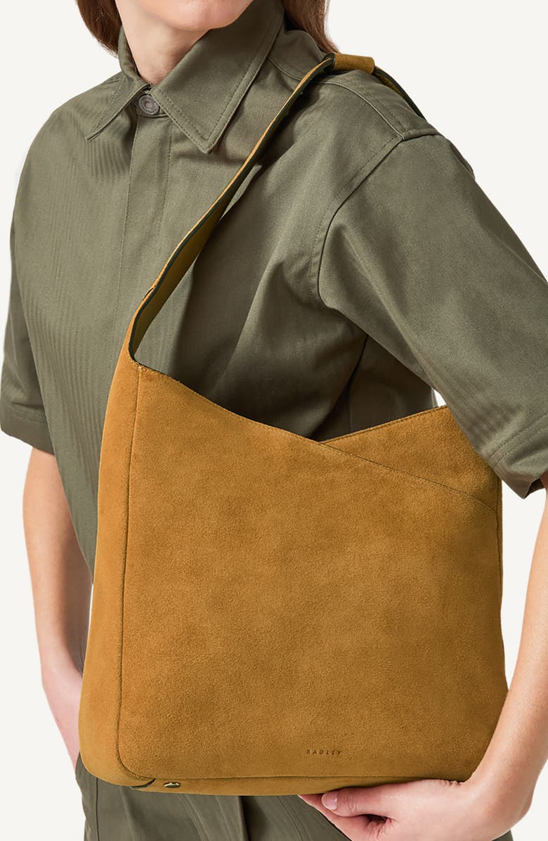 Radley Alpha Road Suede Shoulder Bag, Alternate, color, Pecan