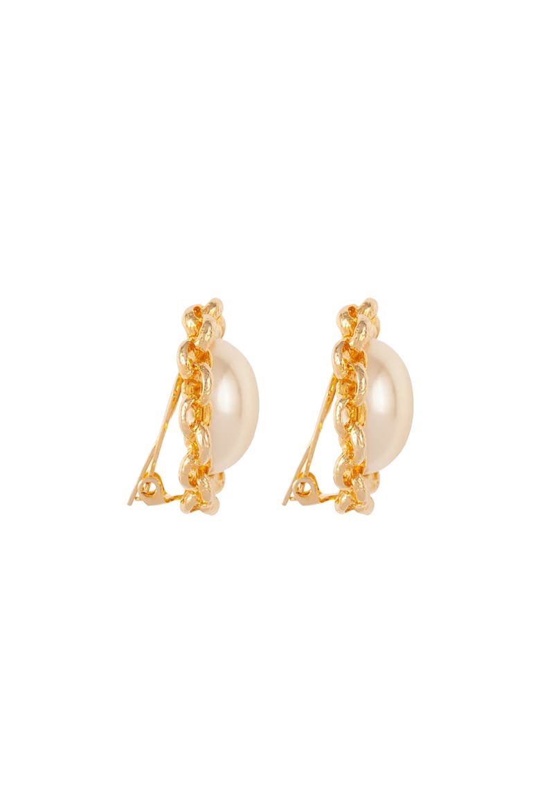 1990s Vintage Faux Pearl Clip-On Earrings, Alternate, color, Clip-on