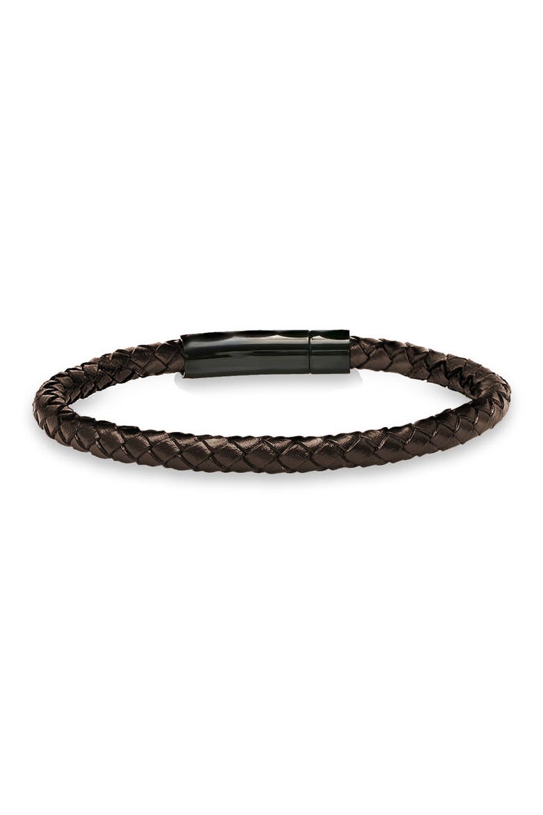 Braided Leather Bracelet, Main, color, BLACK