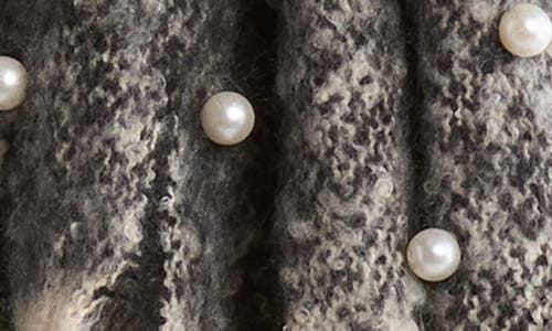 Nanette Lepore Faux Pearl Fringe Scarf In Gray