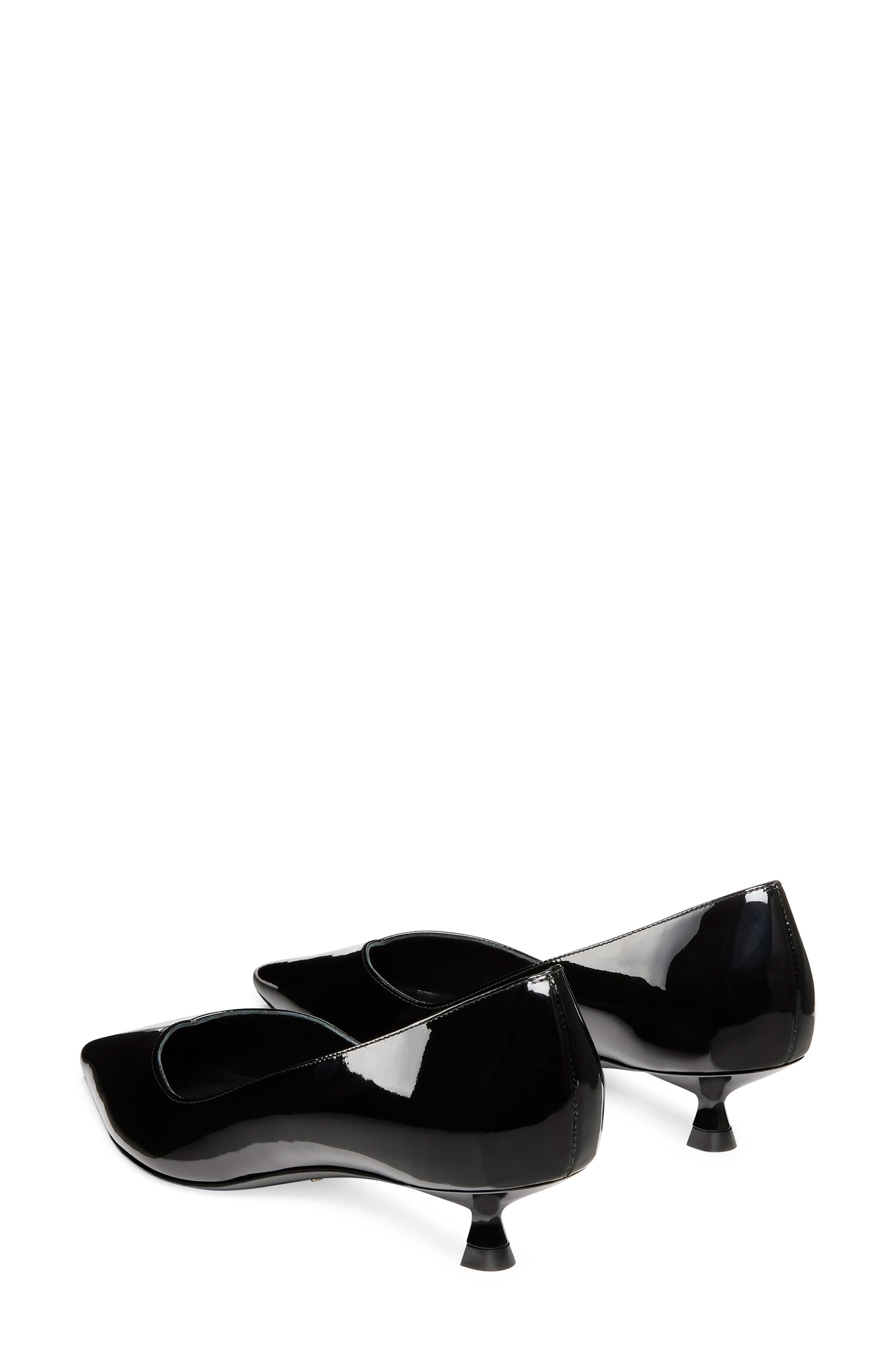 Stuart Weitzman Eva Kitten Heel Pointed Toe Pump, Alternate, color, Black