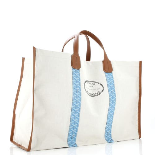 Pre-owned Goyard Goyard Mediterranee Saint-tropez Reversible Tote Coated Canvas In Neutral
