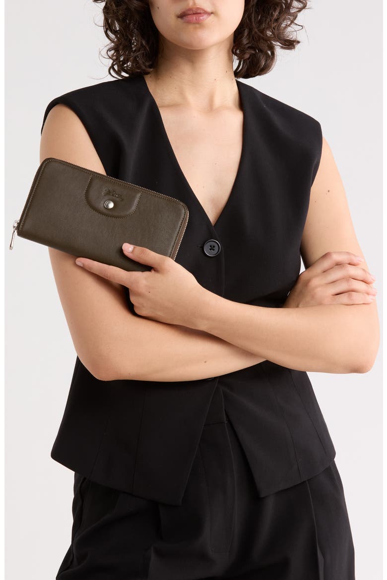 Le Pilage Cuir Zip Wallet, Alternate, color, KHAKI