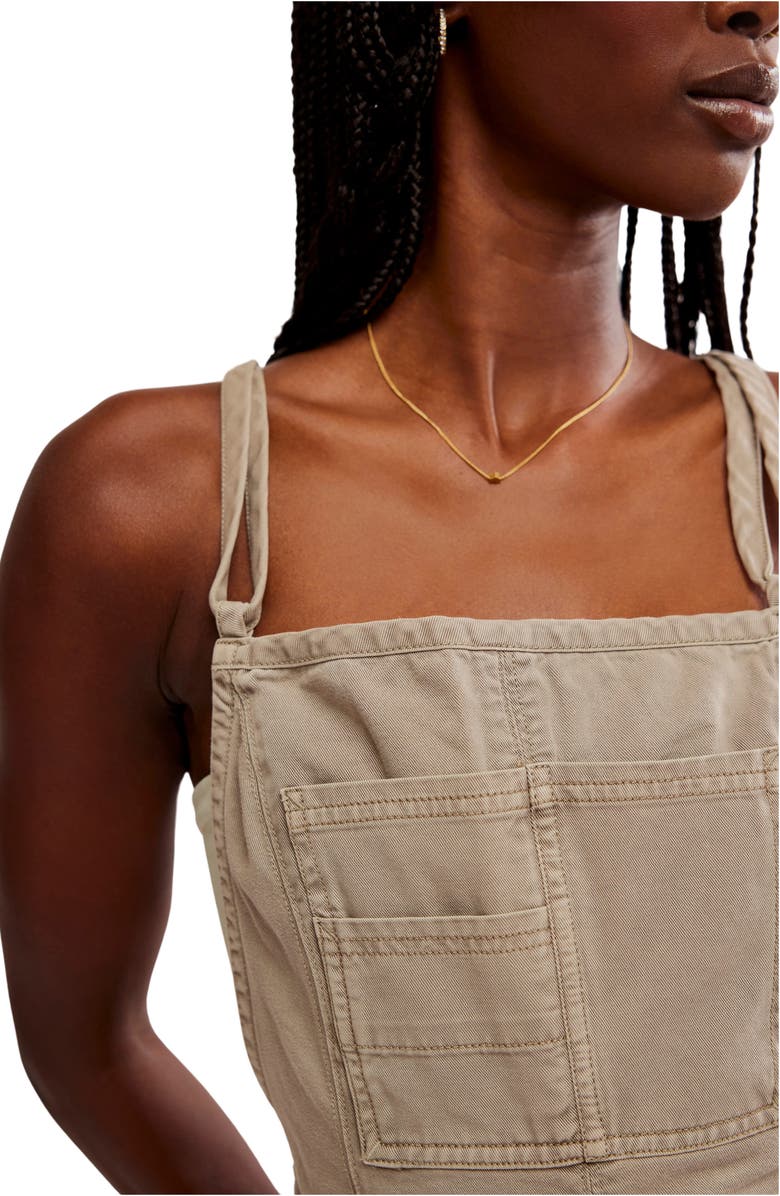 Free People Tough Love Denim Shortalls, Alternate, color, Laurel Oak