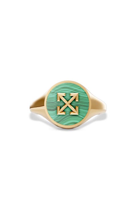 Malachite Arrow Signet Ring