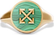 Off-White Malachite Arrow Signet Ring