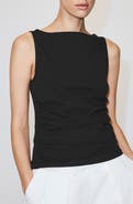 MANGO Ruched Stretch Cotton Sleeveless Top
