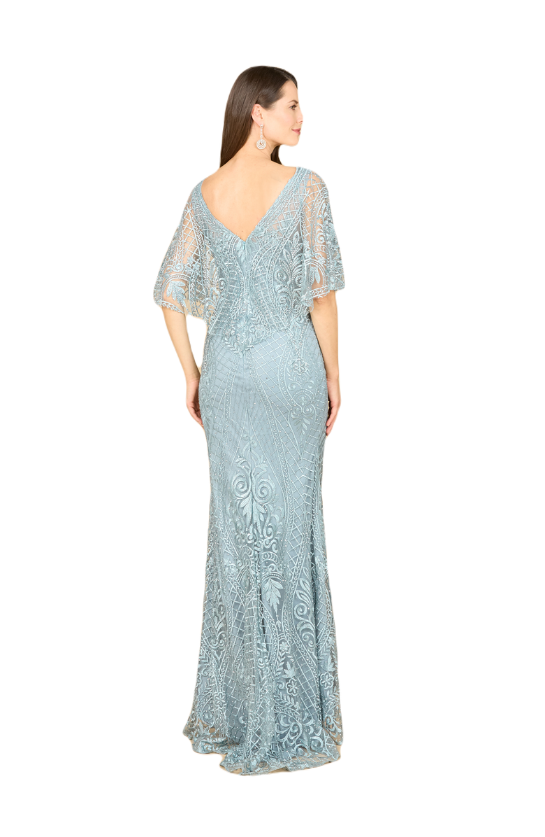 LARA New York Cape Sleeve Mermaid Gown, Alternate, color, Dusk