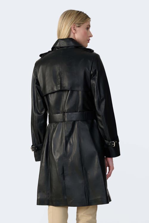Furniq Uk Soho Leather Trench Coat In Black