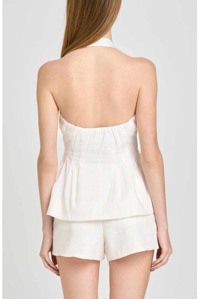 Paloma Button-Up Peplum Halter Top, Alternate, color, IVORY