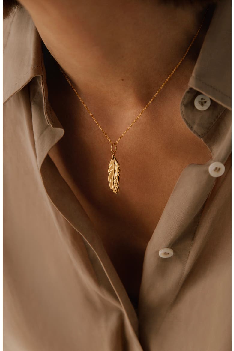 Feather Pendant, Alternate, color, 18K GOLD VERMEIL