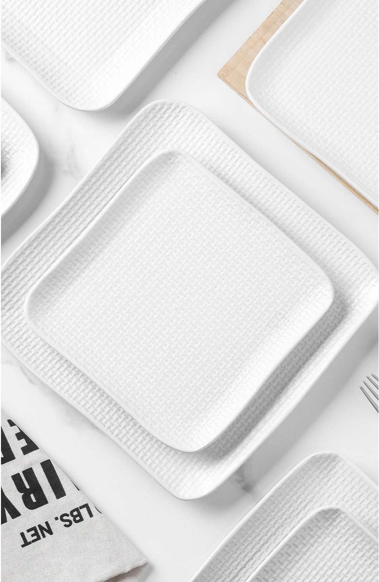 Stone Lain Olivia Stoneware 4-Piece Dinner Plate Set, Alternate, color, White