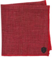 CLIFTON WILSON Dark Red Slub Linen Pocket Square