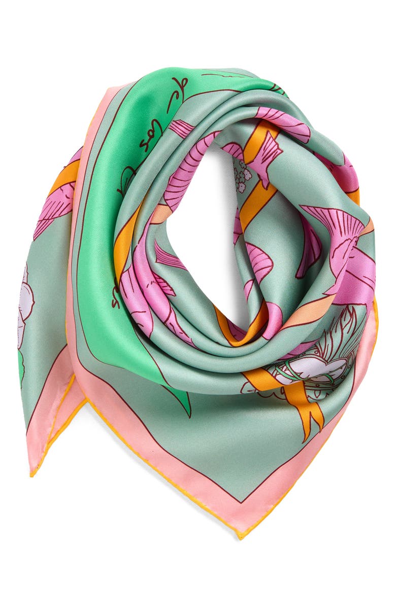 Lost Pattern House of Frida Silk Square Bandana, Alternate, color, Pink