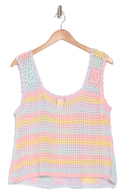Cotton Emporium Patch Open Knit Tank In Pink