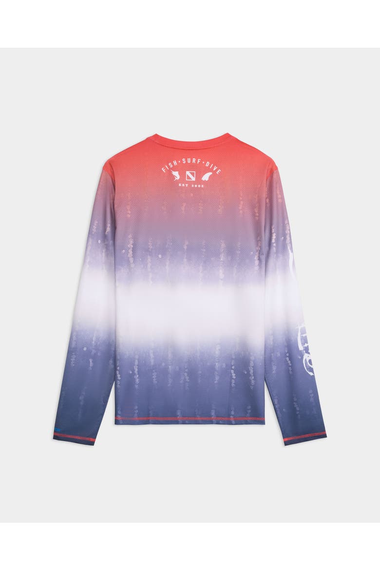 Red White and Waves Fade Perforated Tee, Alternate, color, Blue