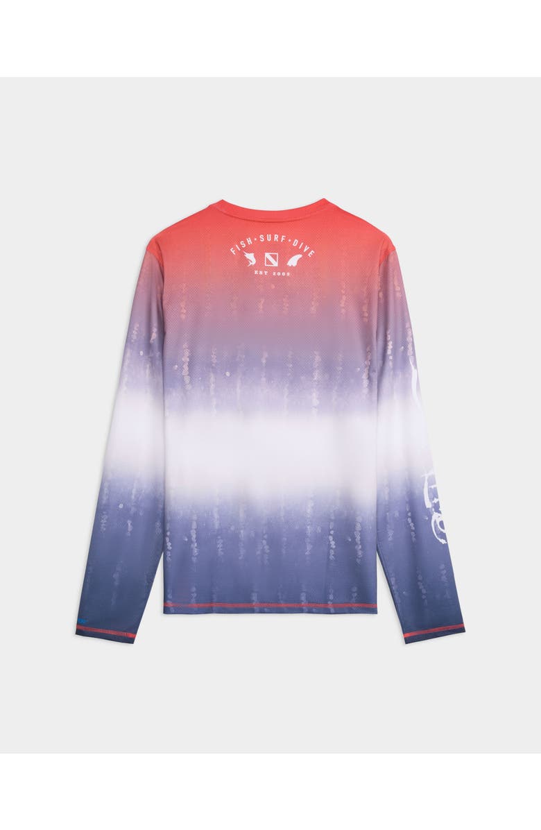 Salt Life Red White and Waves Fade Perforated Tee, Alternate, color, Blue