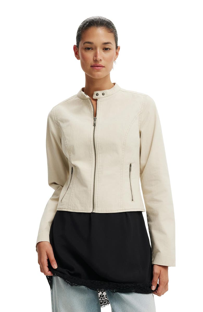 Cotton On Women's Bay Moto Jacket, Main, color, Ecru