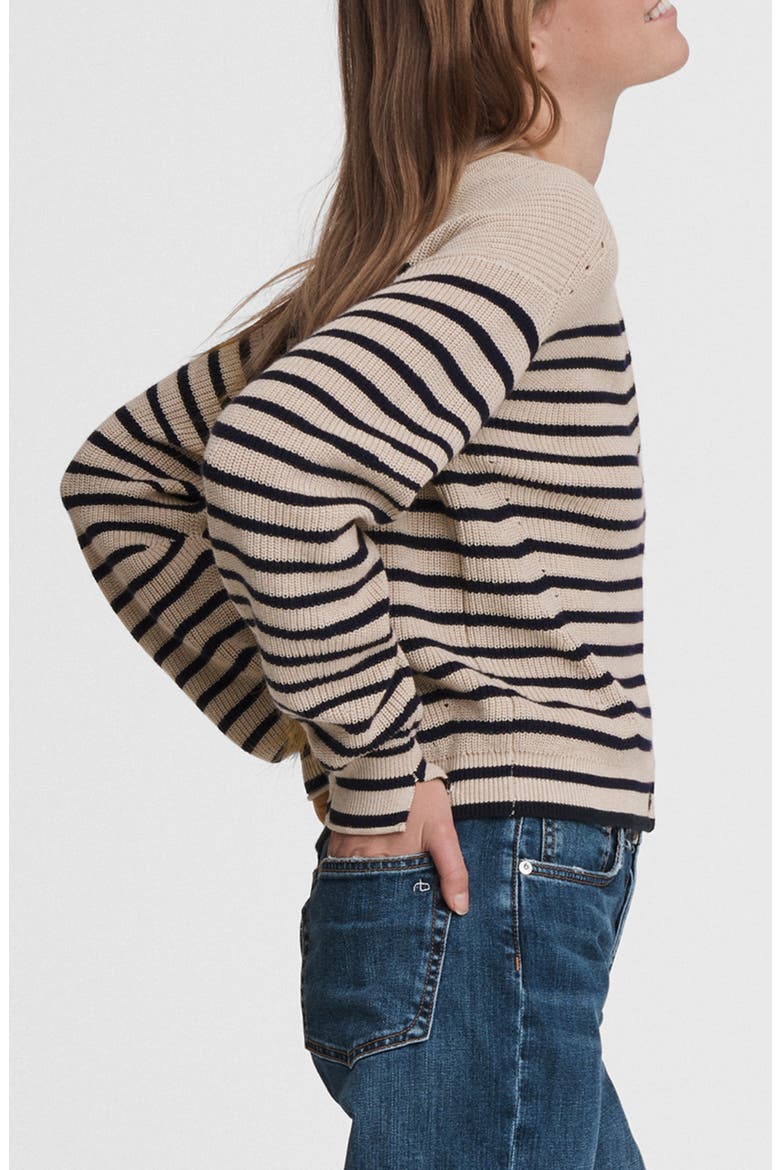 Ann Stripe Cardigan, Alternate, color, WHEAT COMBO