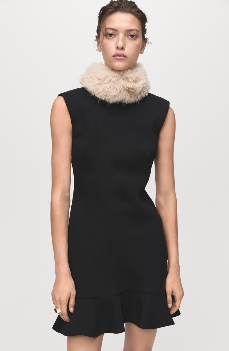 MANGO Landa Sleeveless Ruffle Hem Dress, Alternate, color, Black