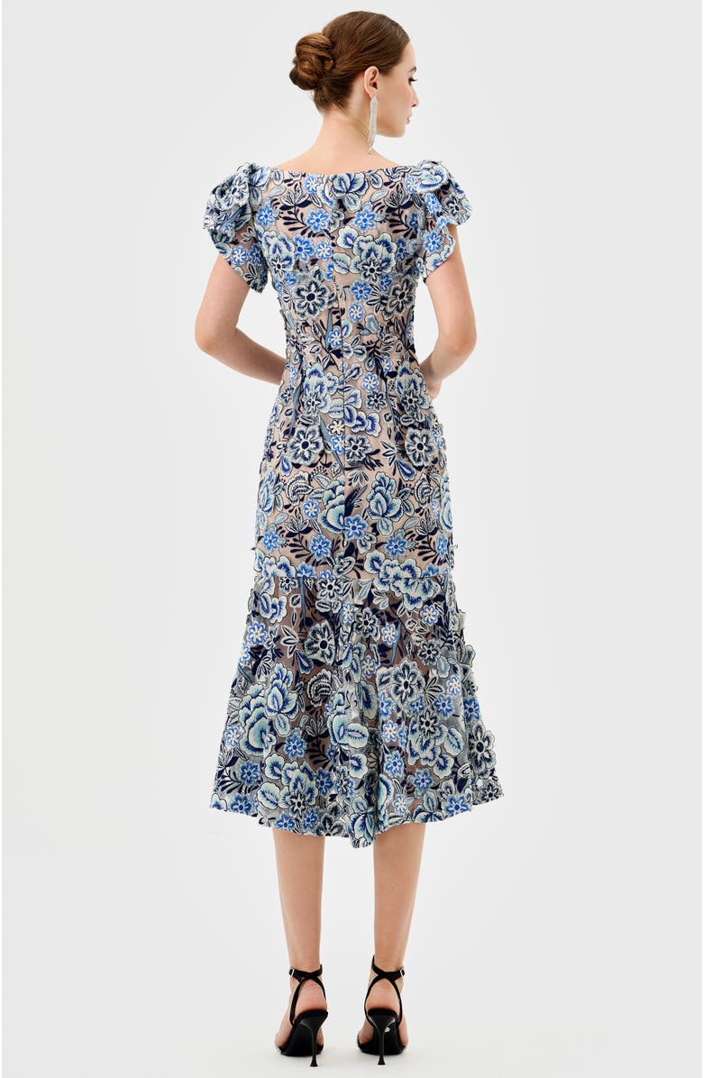 Bariano Peri Flutter Sleeve Midi, Alternate, color, Blue