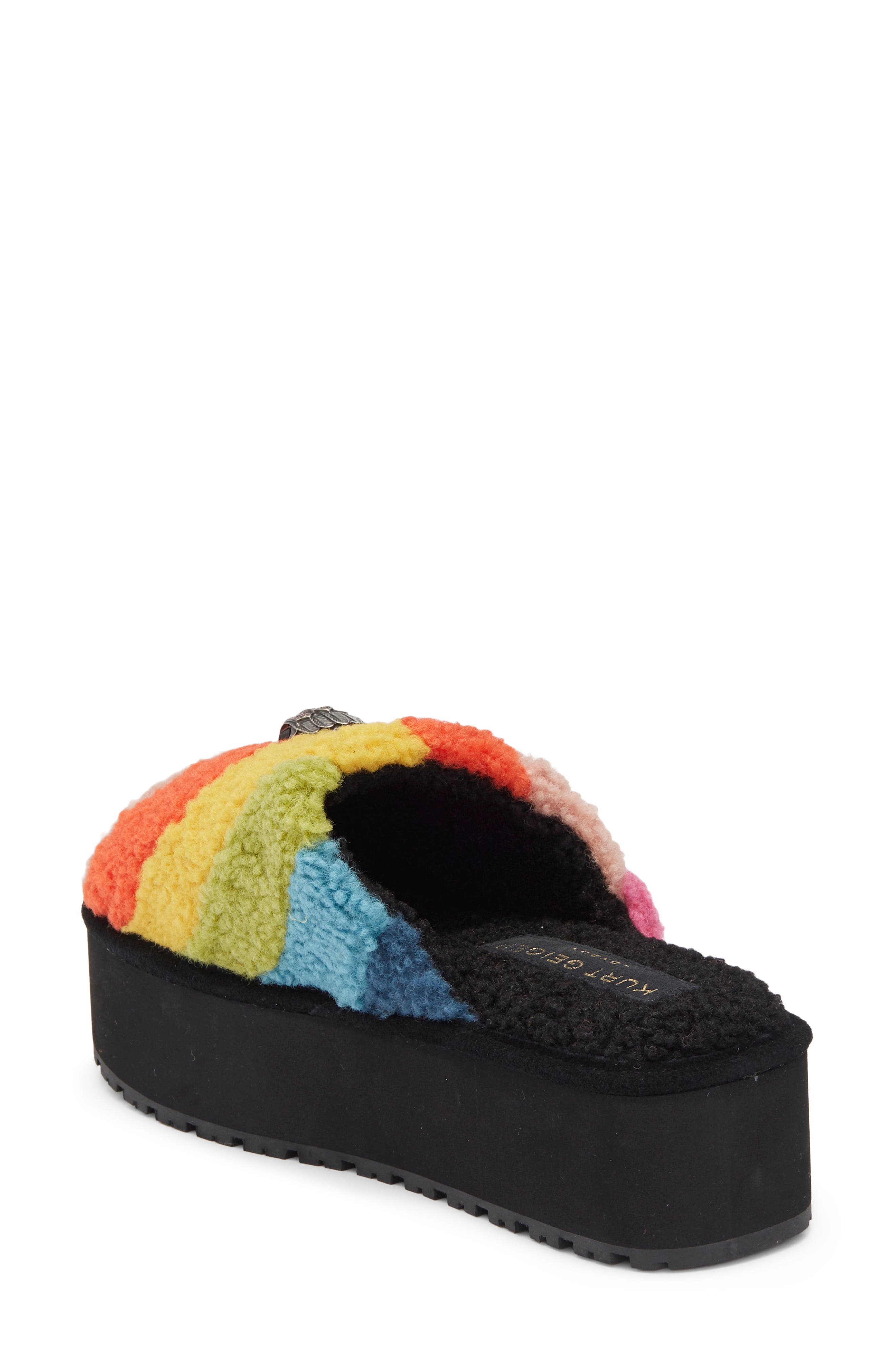 Kurt Geiger London Kenginston Faux Shearling Platform Slipper, Alternate, color, Rainbow Multi