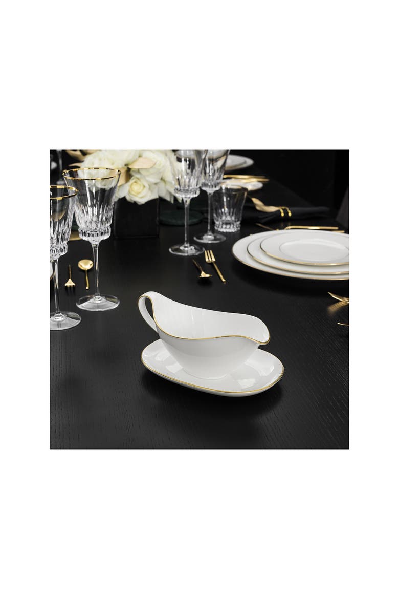 Anmut Gold Gravy Boat, Alternate, color, white