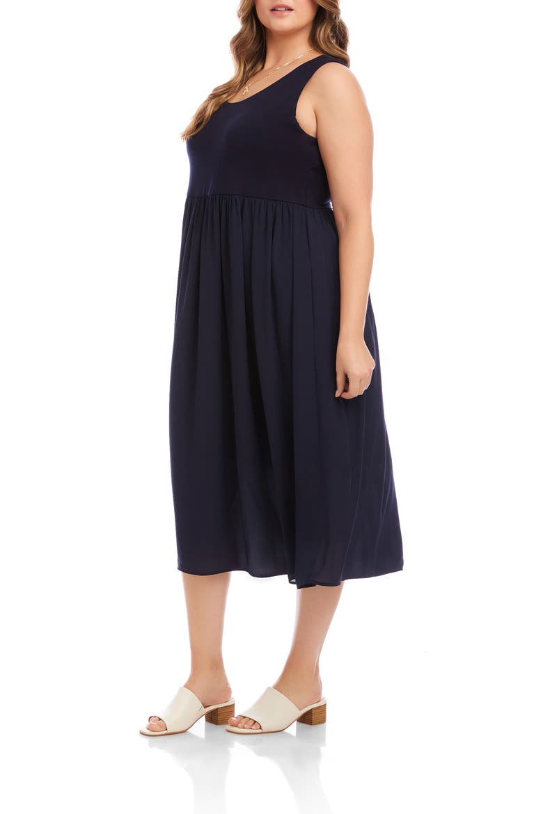 Sleeveless Contrast Midi Dress, Alternate, color, NAVY