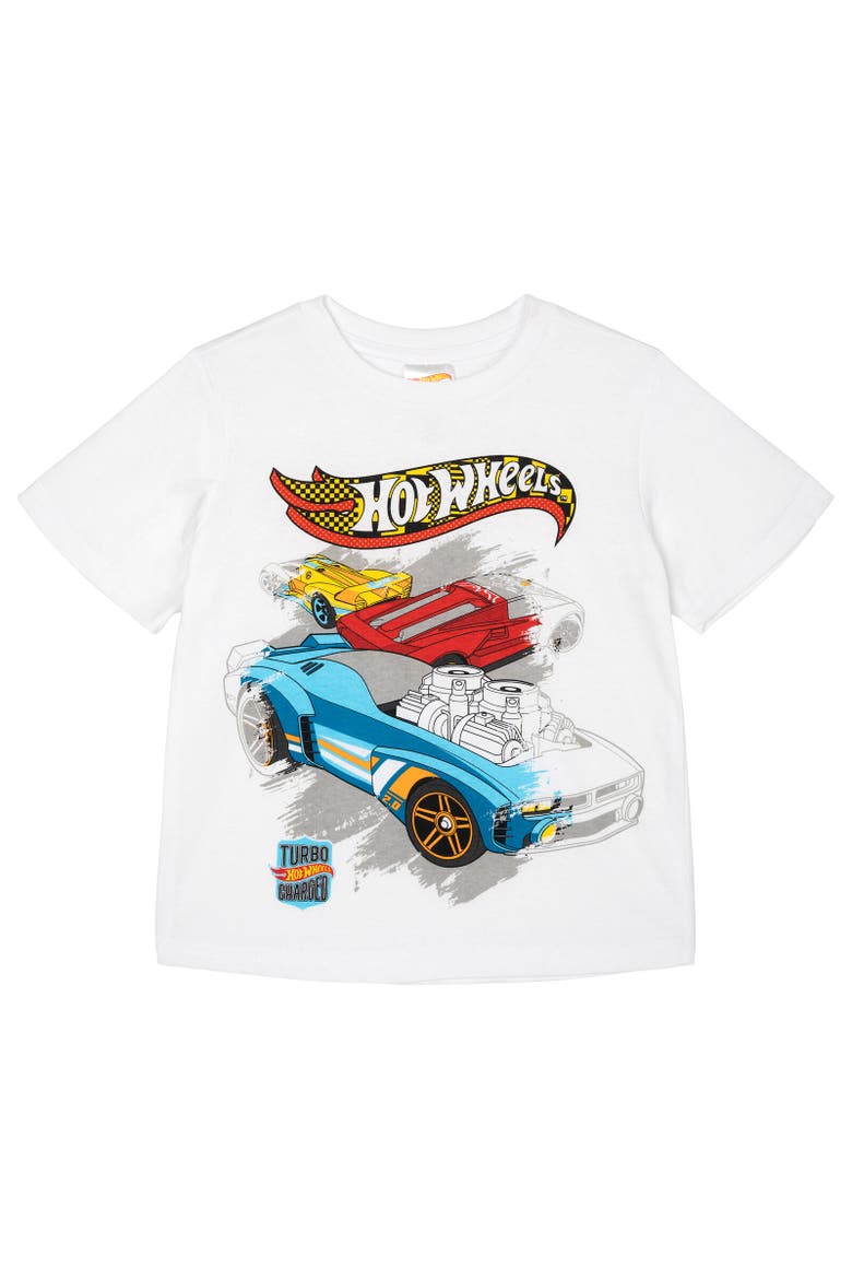Boys' Athletic 2-Piece T-Shirt and Shorts Set, Alternate, color, Hot Wheels White