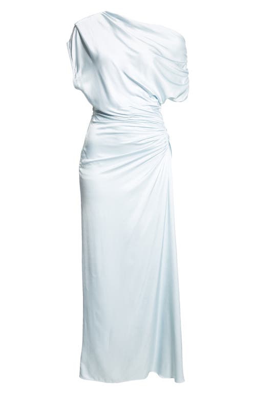 A.l.c Penny One-shoulder Ruched Satin Gown In Cascade