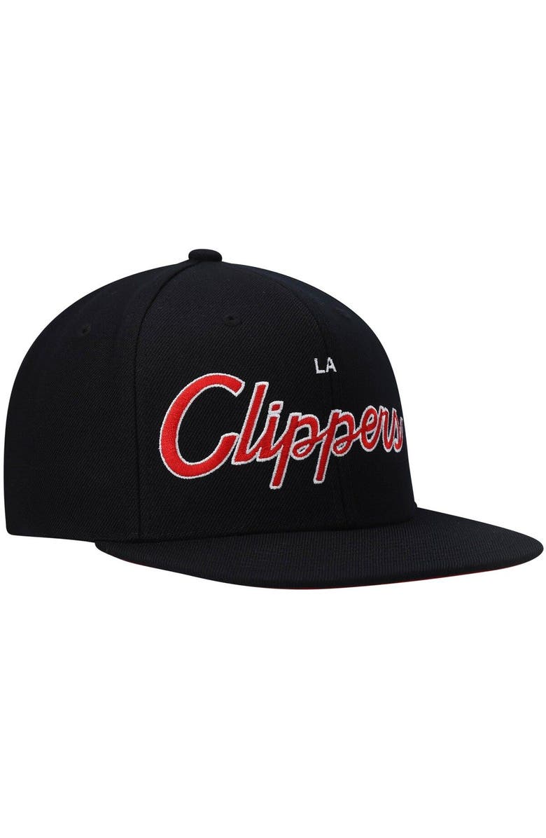 Mitchell & Ness Men's Mitchell & Ness Black LA Clippers Hardwood Classics Script 2.0 Snapback Hat, Alternate, color, Black