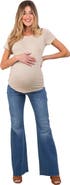 PinkBlush Raw Cut Hem Flare Maternity Jeans