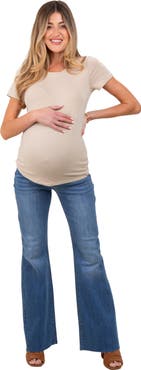 PinkBlush Raw Cut Hem Flare Maternity Jeans