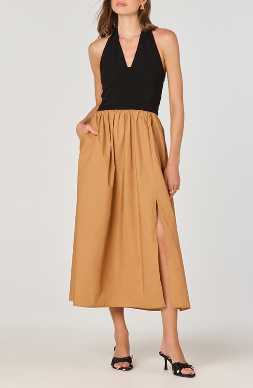 Astr The Label Mixed Media Halter Dress In Black