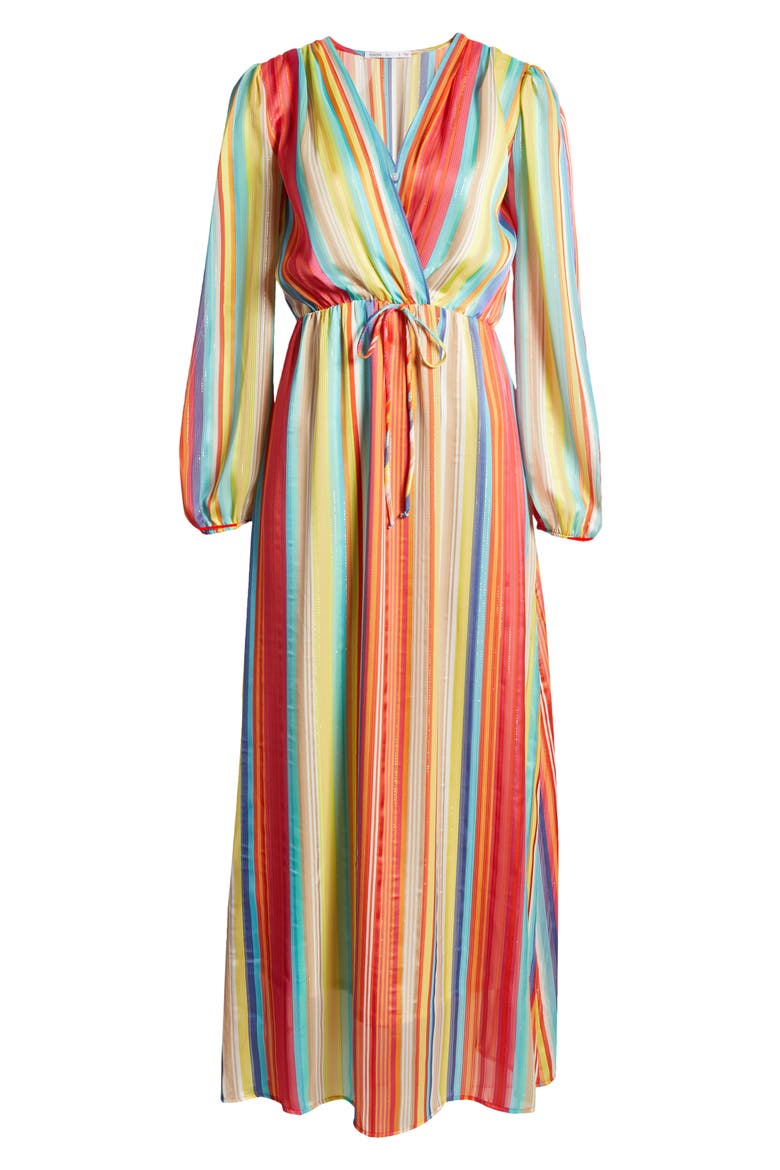 Rainbow Long Sleeve Maxi Dress, Alternate, color, RAINBOW