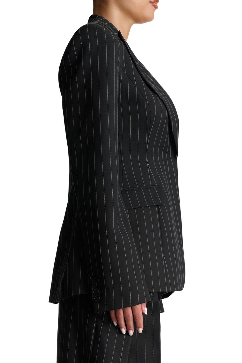 Pinstripe Blazer, Alternate, color, BLACK