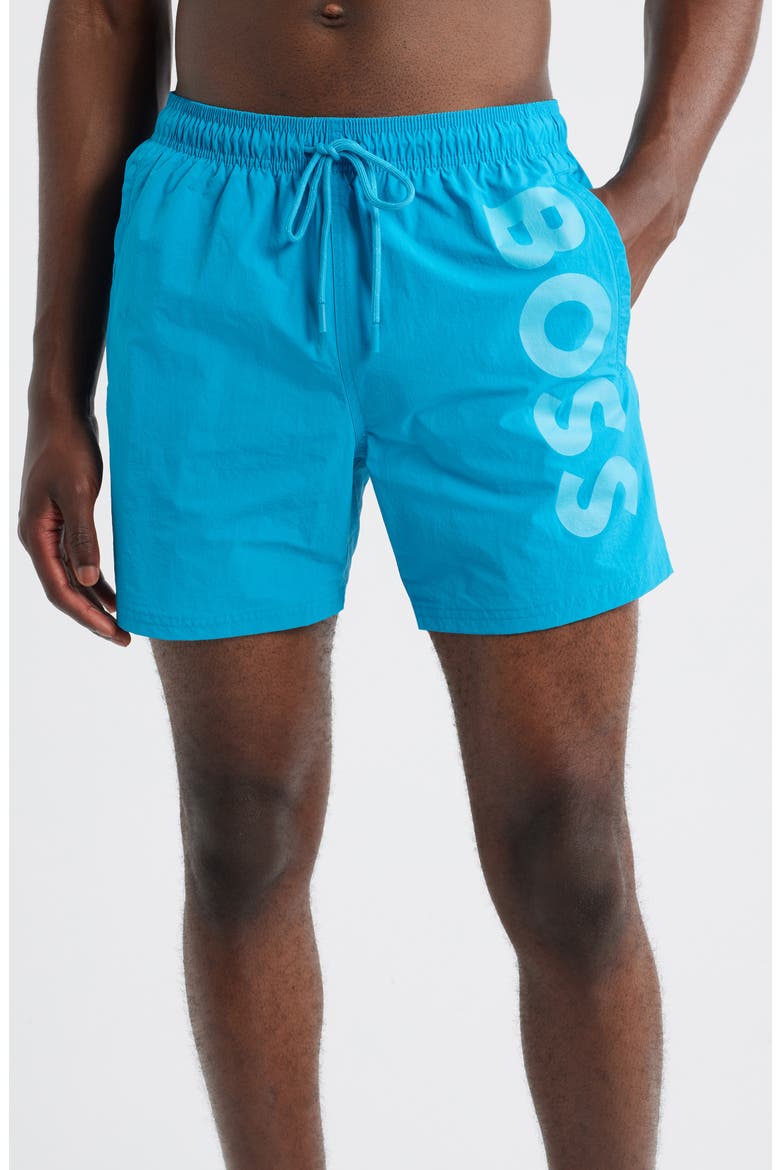 Octopus Swim Trunks, Main, color, TURQUOISE BLUE